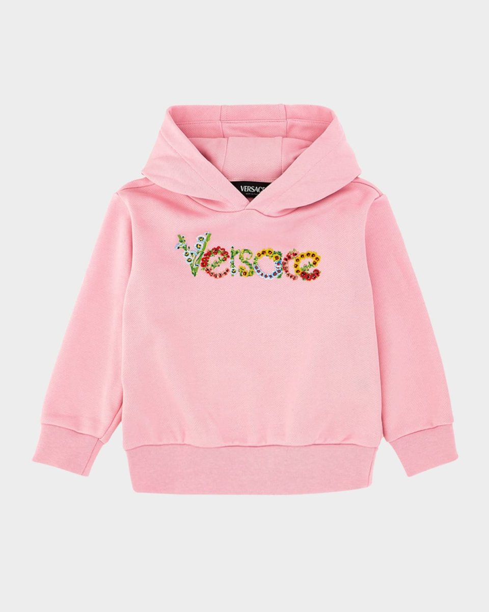 Girl's Floral Vintage Logo-Print Hoodie, Size 12M-4